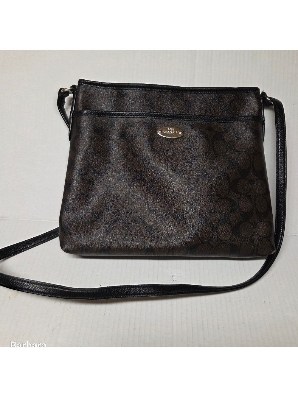 Coach Rowan Brown/Black Coated Canvas Logo Messenger Crossbody Bag